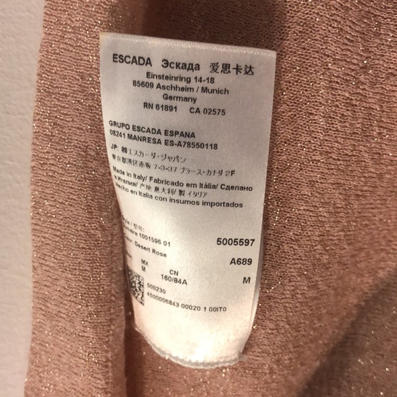 Escada Sumaira Desert Rose Shimmering Double-Layered Lurex-Knit Tunic - Picture 9 of 9